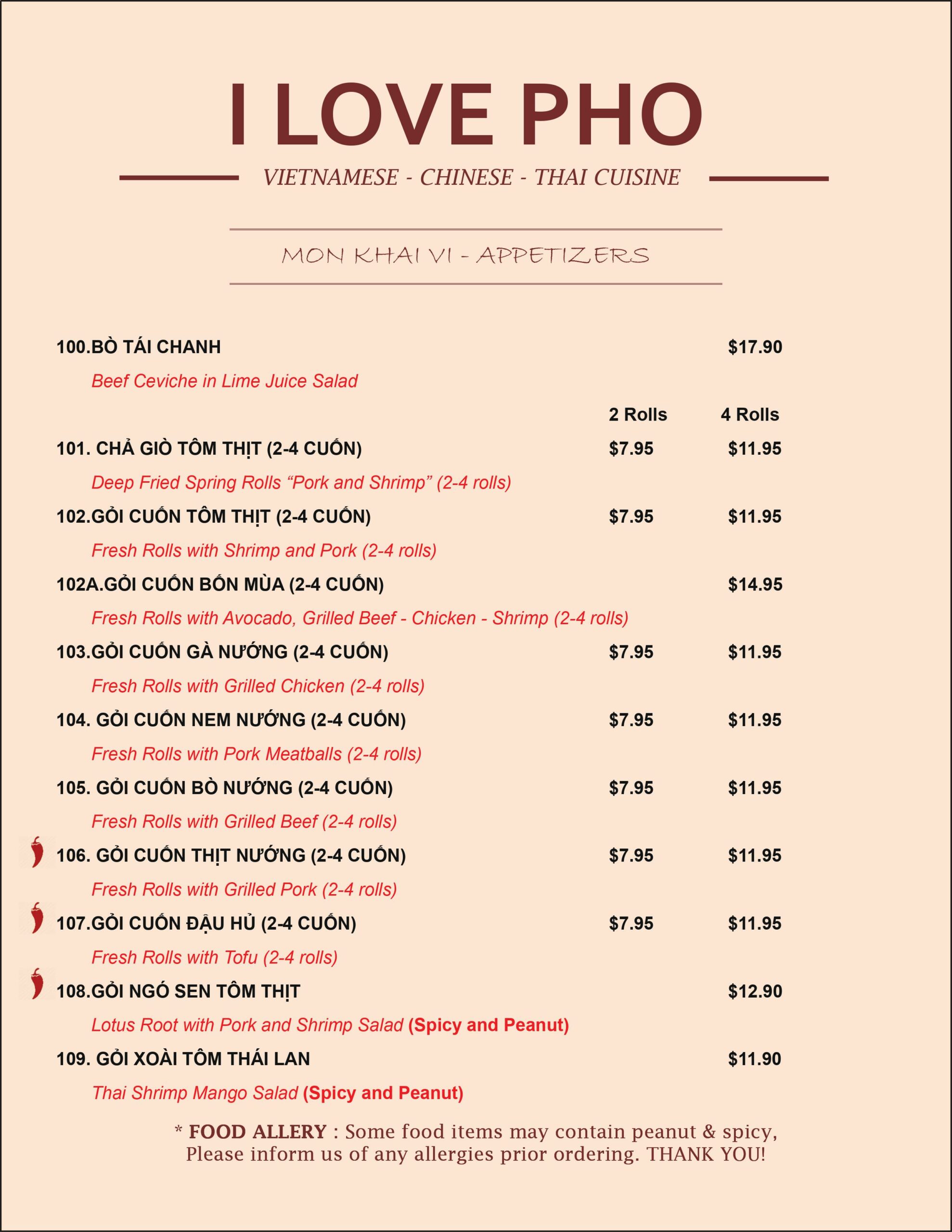 I Love Pho | Menu | Pick-up & Delivery | Order Now